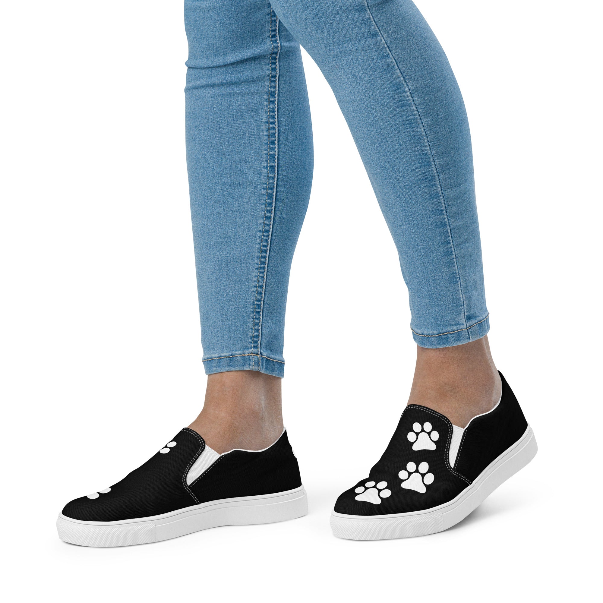 Women’s Black slip-on Paw Print Shoes