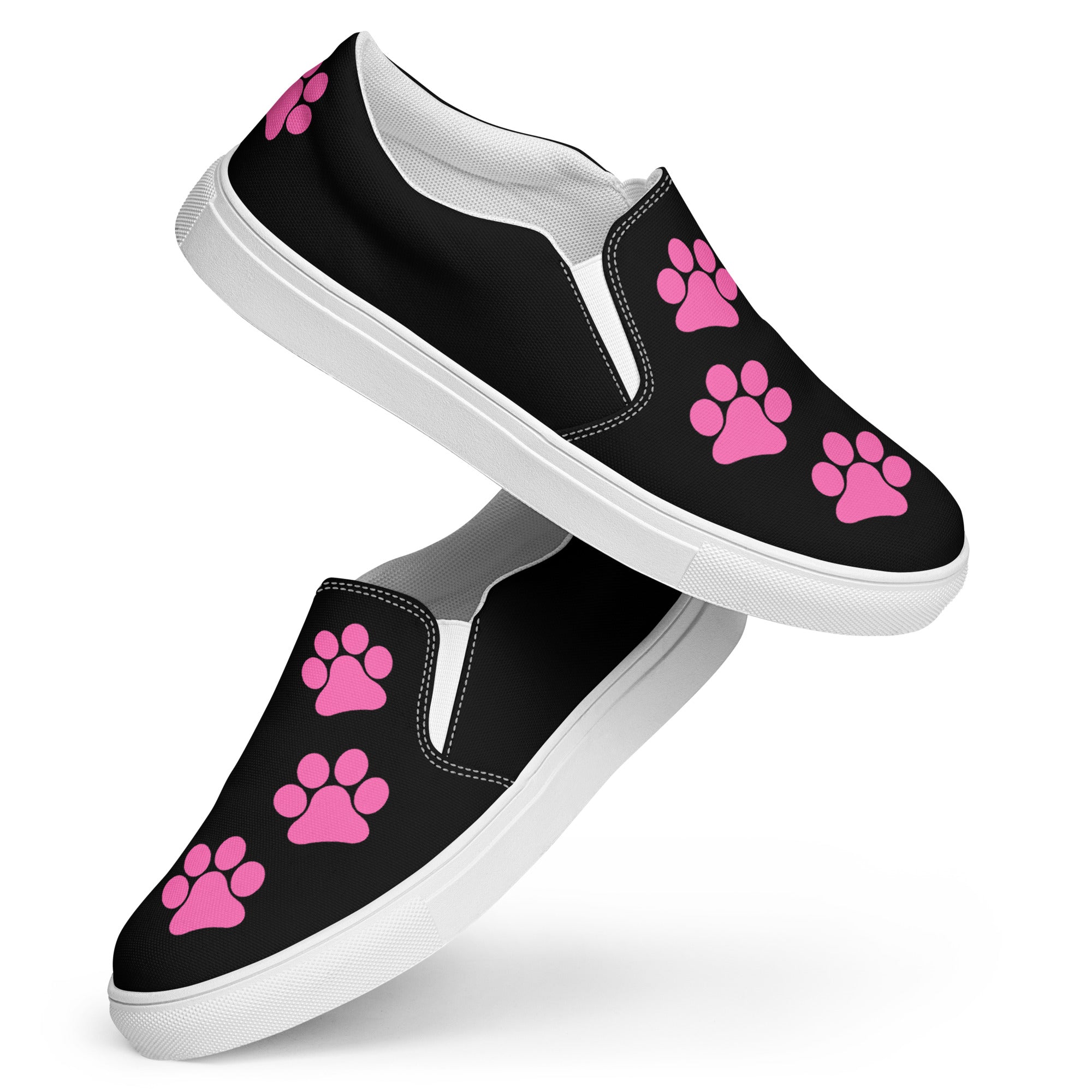 Women’s Black slip-on Paw Print Shoes