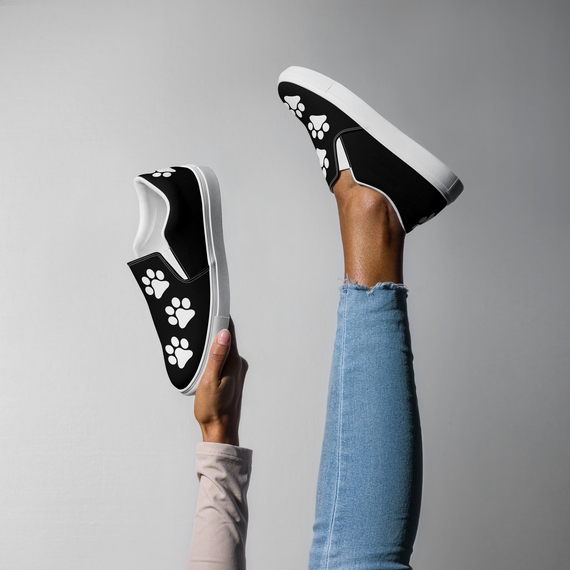 Women’s Black slip-on Paw Print Shoes
