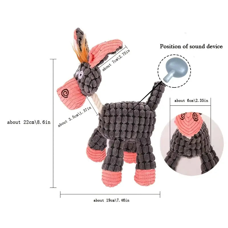 Interactive Donkey-Shaped Plush Chew Toy